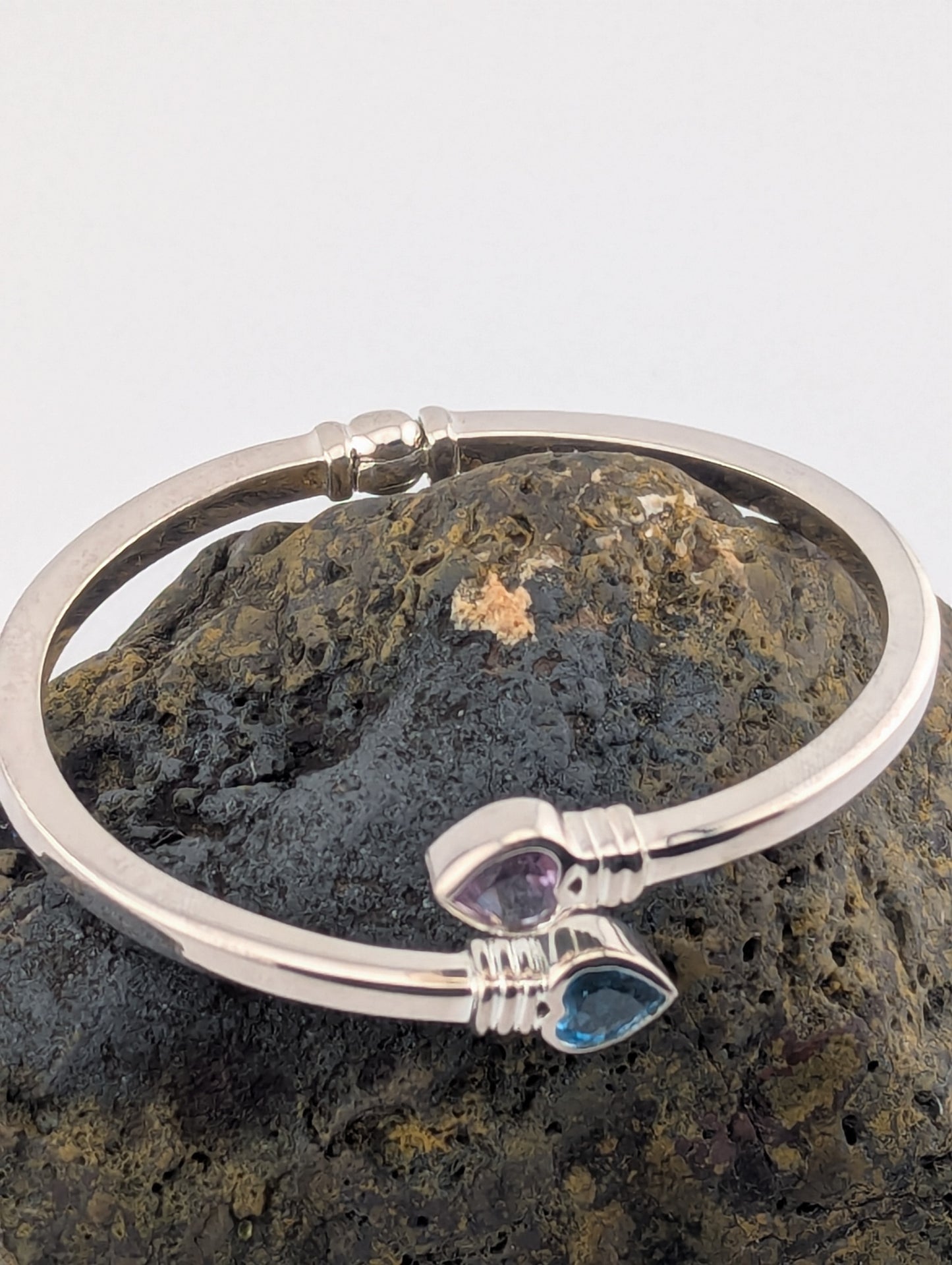 Natural Gemstones Hinged Bangle