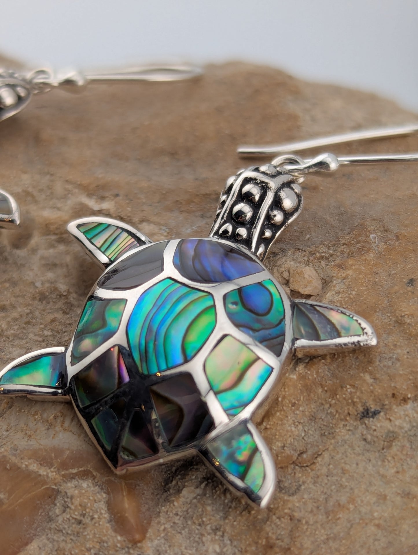 Abalone Shell Turtle Earrings