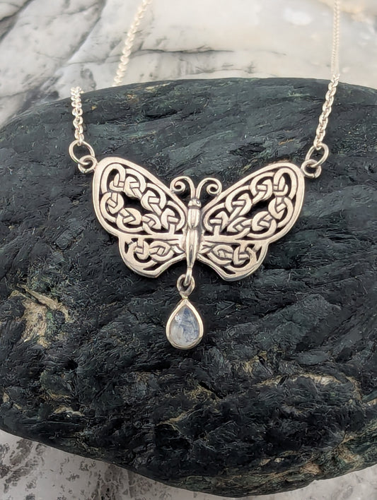 Celtic Butterfly & Moonstone Necklace