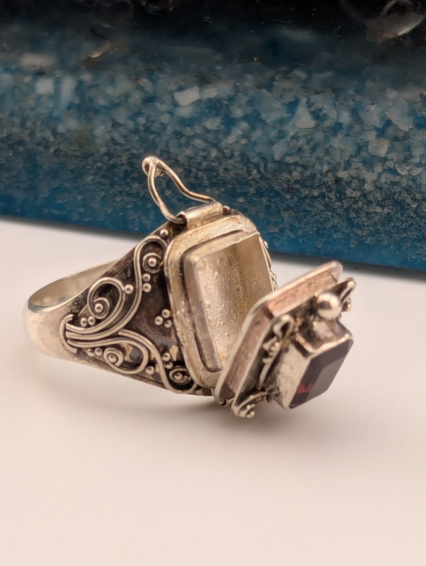 Garnet Hidden Compartment Ring