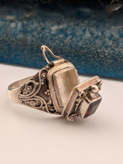 Garnet Hidden Compartment Ring