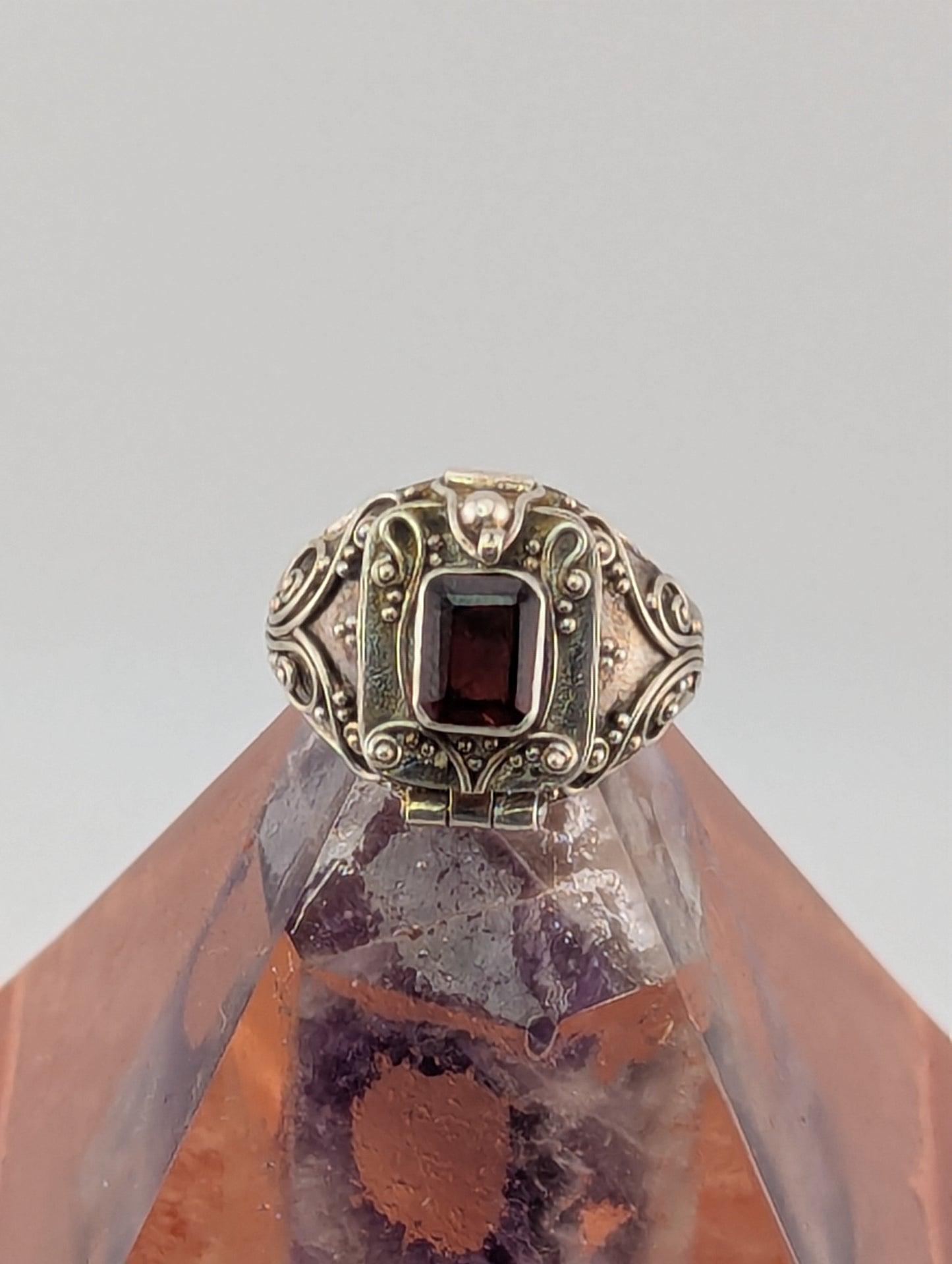 Garnet Hidden Compartment Ring