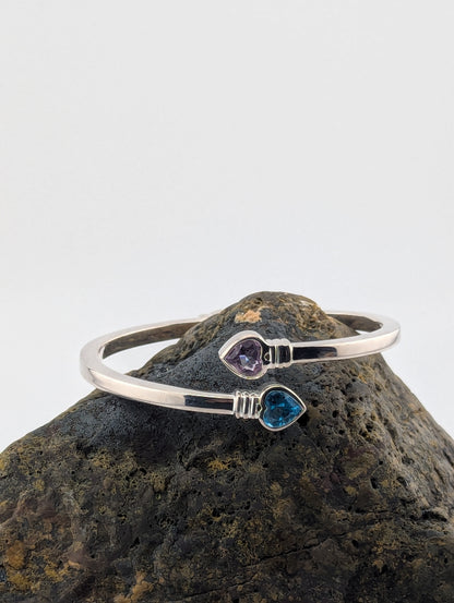Natural Gemstones Hinged Bangle