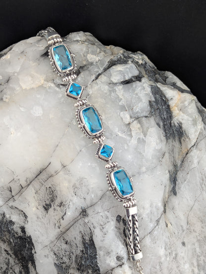 Blue Topaz Sterling Silver Bracelet