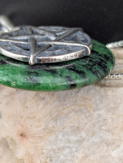 Ruby Zoisite Pentacle Necklace