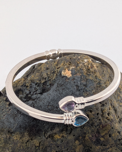 Natural Gemstones Hinged Bangle
