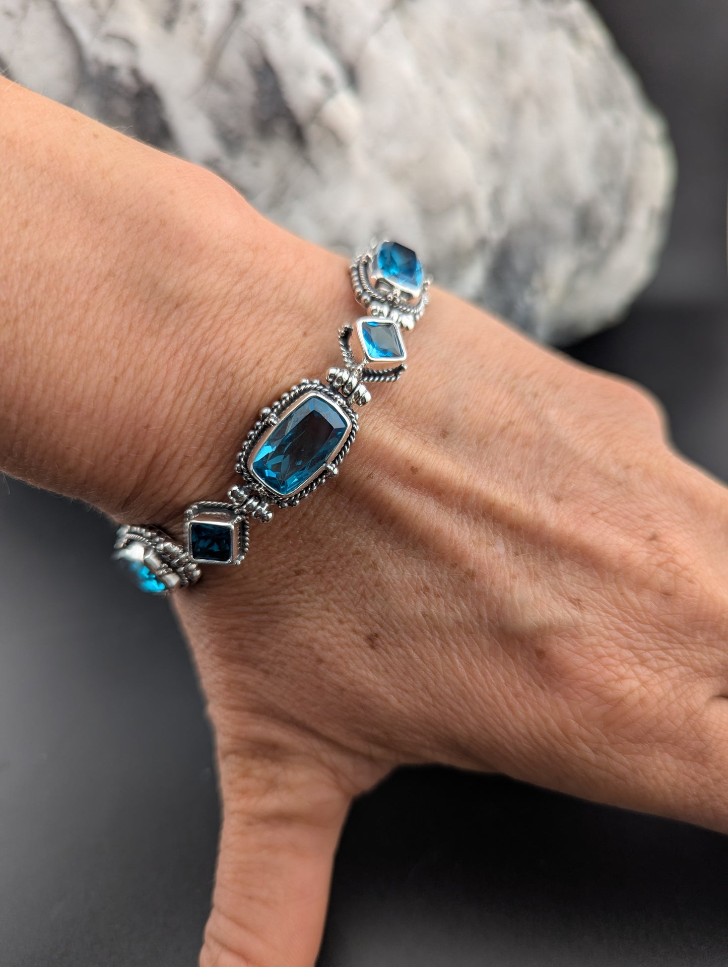 Blue Topaz Sterling Silver Bracelet
