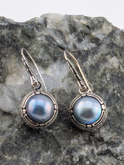 Grey Mabe Pearl Earrings