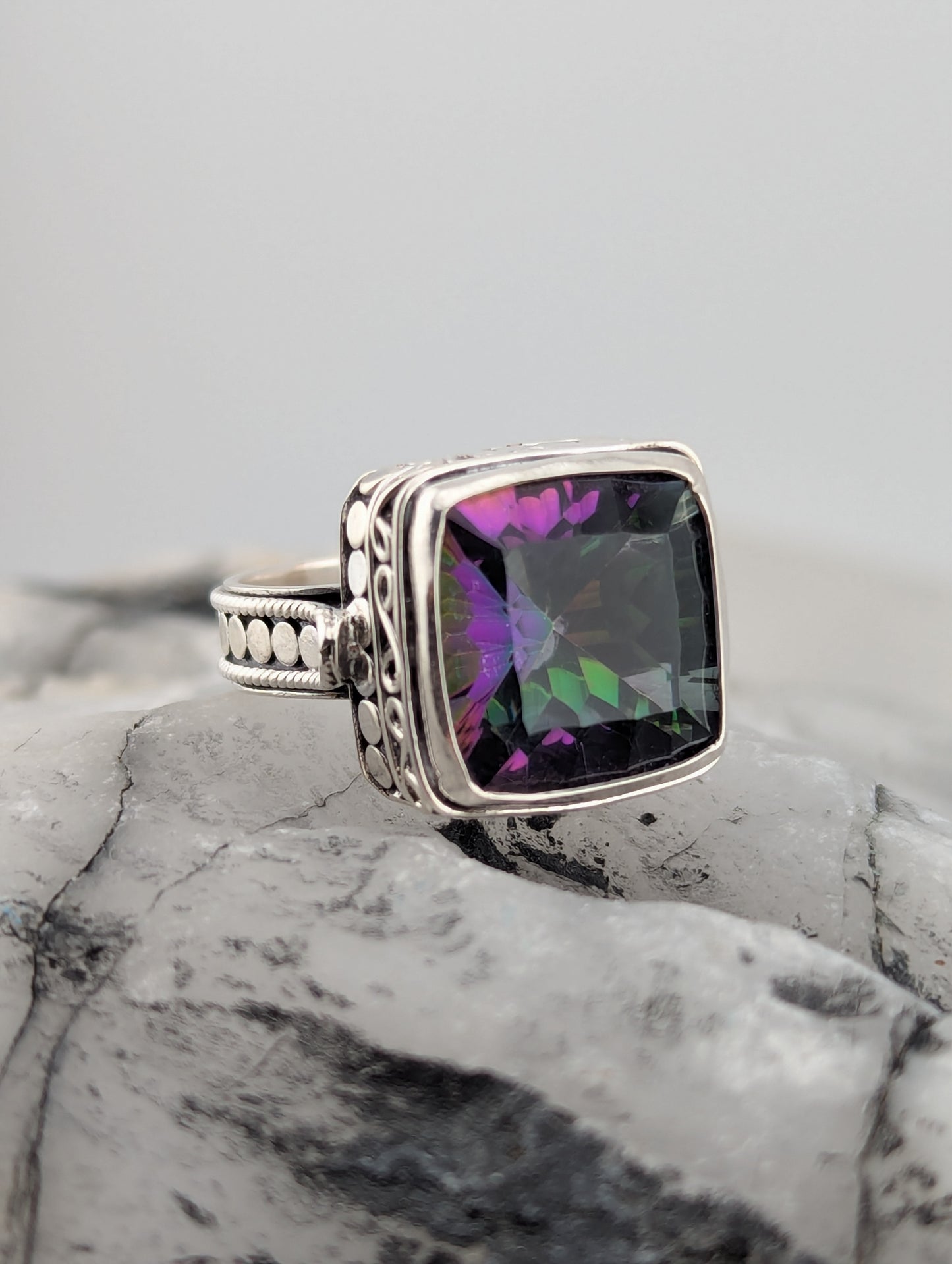 Square Mystic Topaz Ring