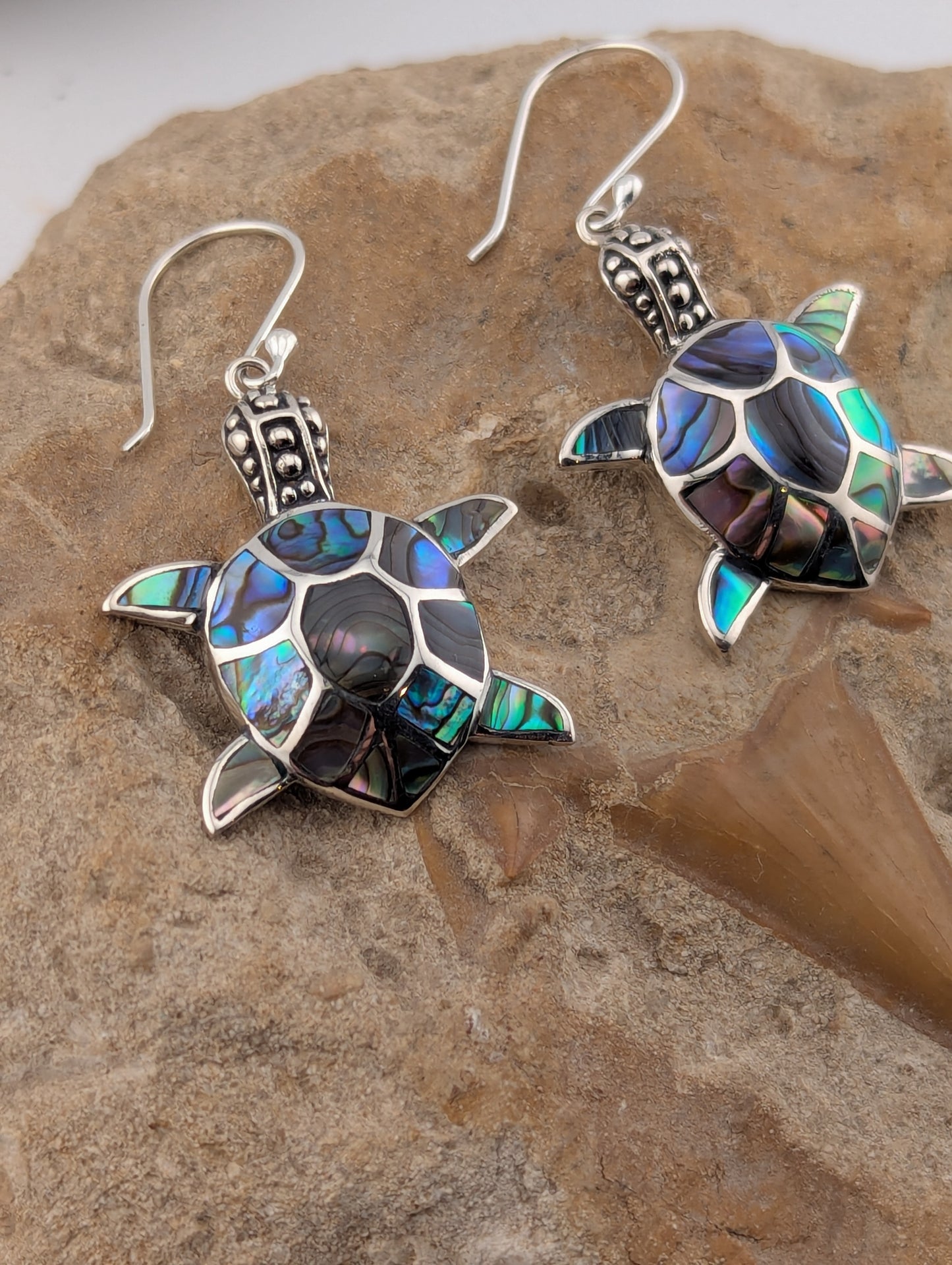 Abalone Shell Turtle Earrings
