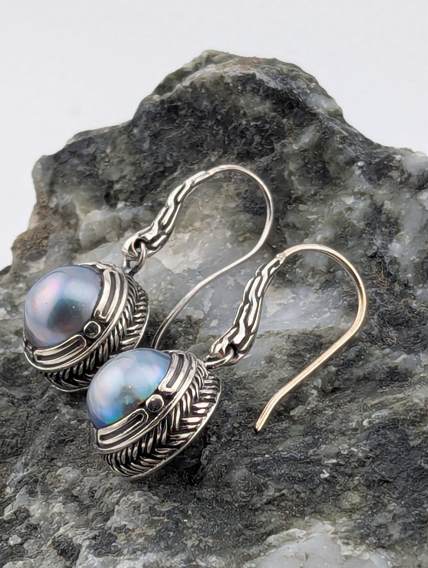 Grey Mabe Pearl Earrings