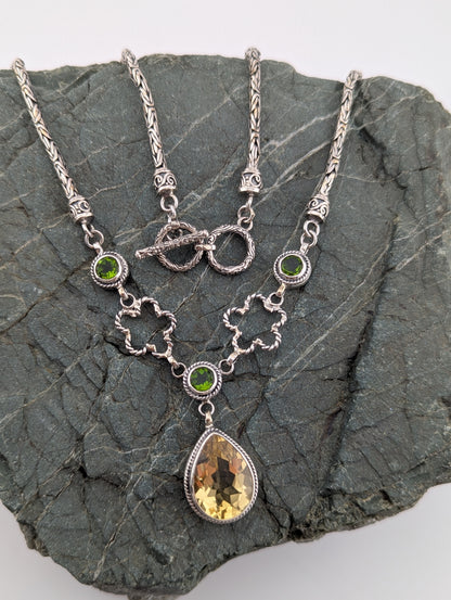 Citrine and Peridot Toggle Necklace