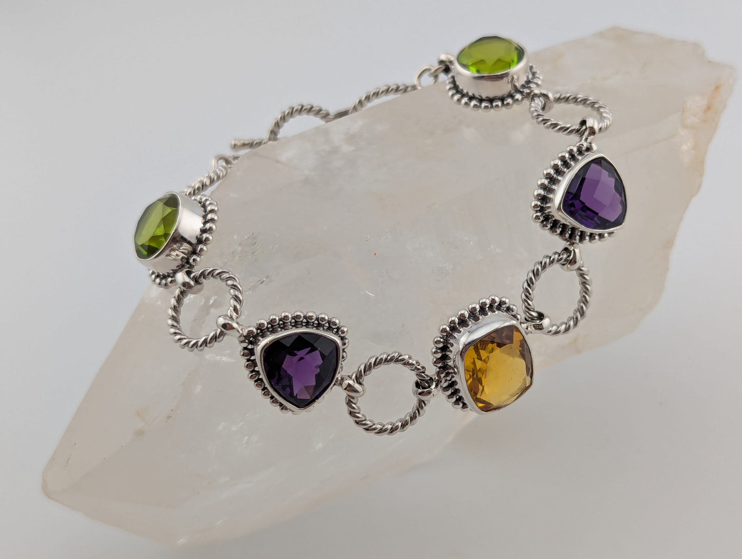 Peridot, Amethyst and Citrine Bracelet