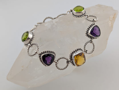 Peridot, Amethyst and Citrine Bracelet