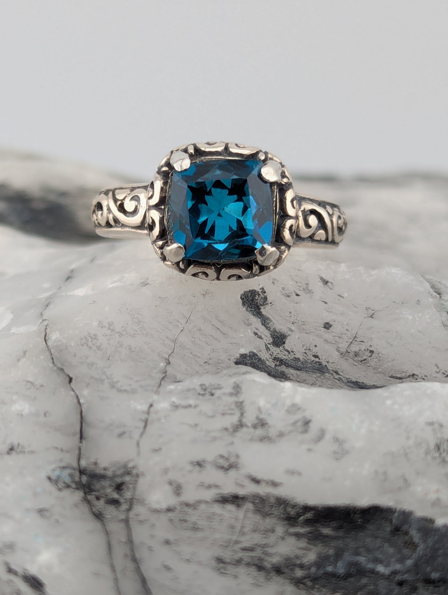 Square cut London Blue Topaz Ring