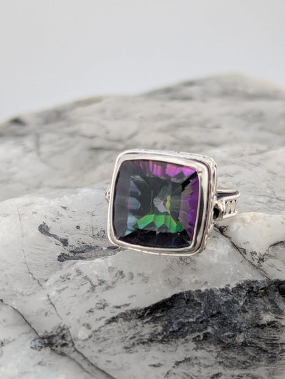Square Mystic Topaz Ring