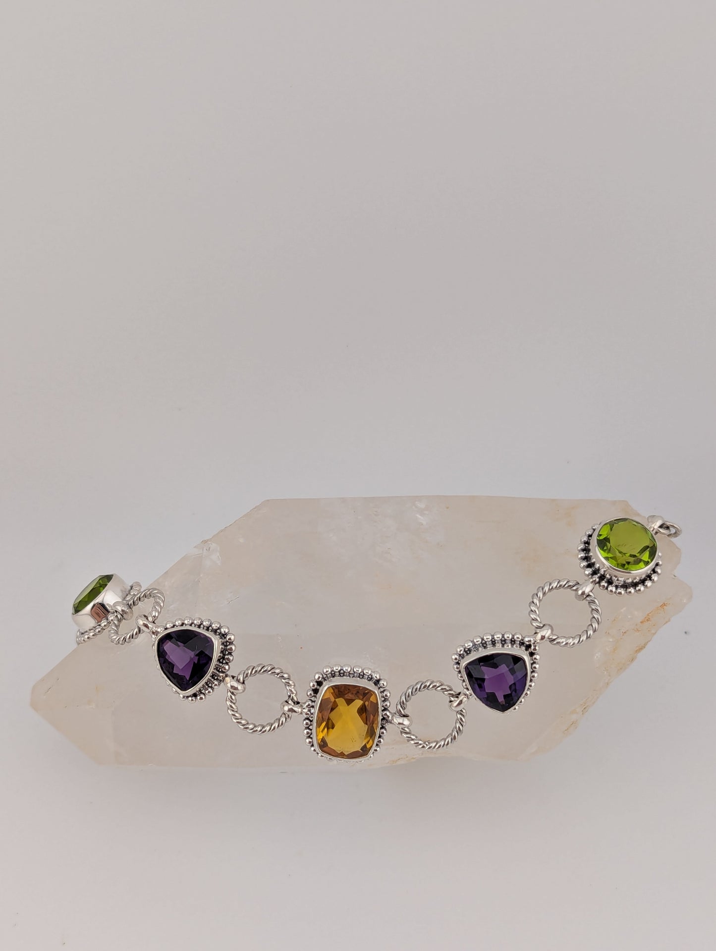 Peridot, Amethyst and Citrine Bracelet