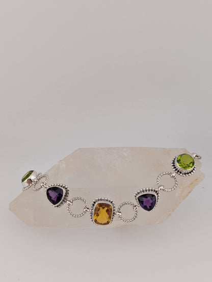 Peridot, Amethyst and Citrine Bracelet