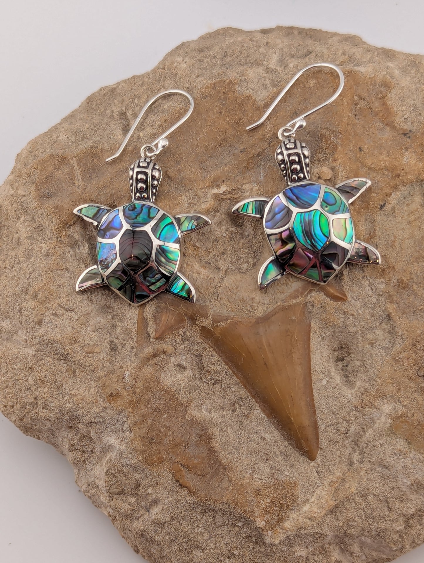 Abalone Shell Turtle Earrings