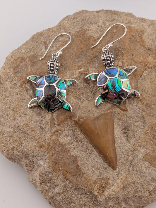 Abalone Shell Turtle Earrings