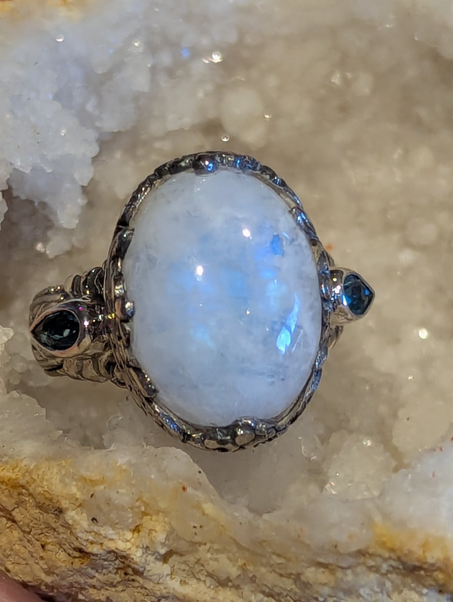 Moonstone and Blue Topaz Ring