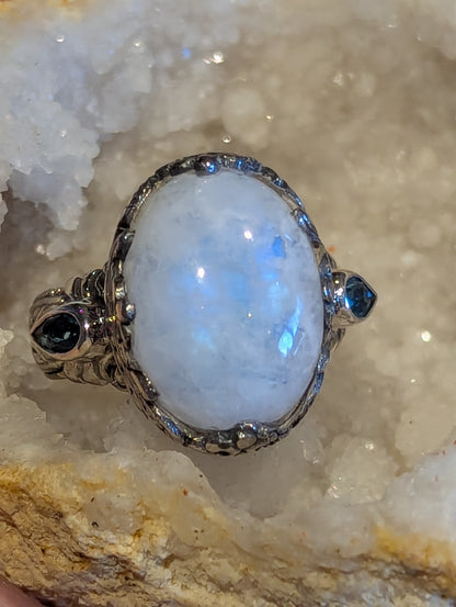 Moonstone and Blue Topaz Ring