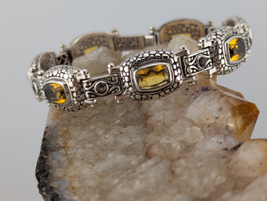 Large Citrine Sterling Silver Bracelet