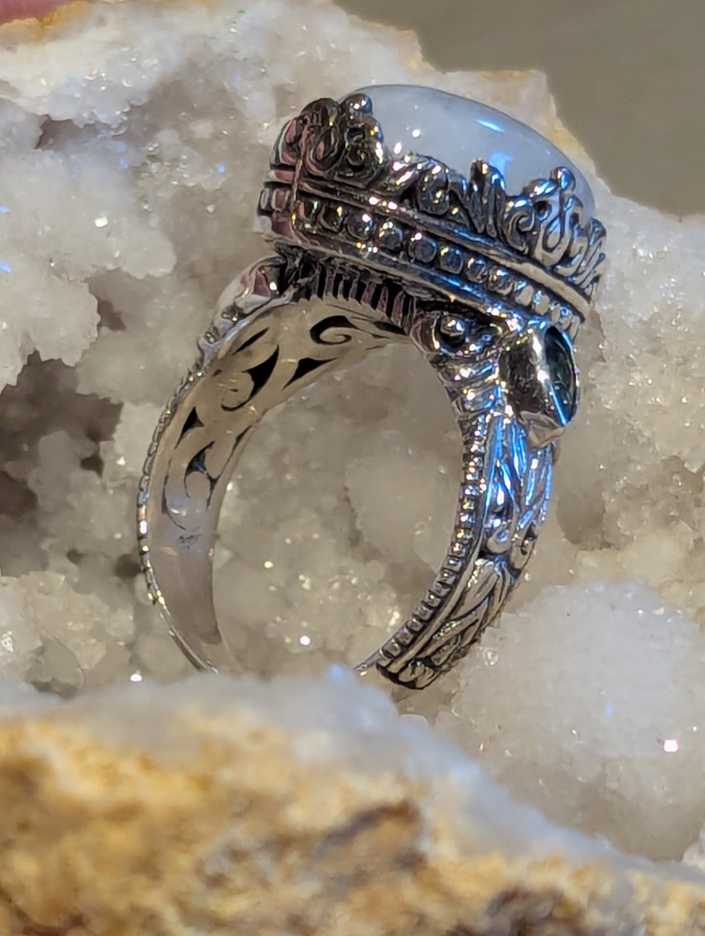 Moonstone and Blue Topaz Ring