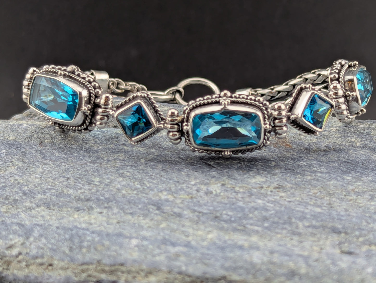 Blue Topaz Sterling Silver Bracelet