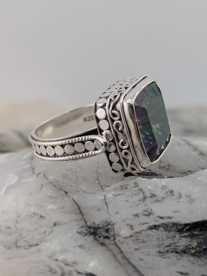Square Mystic Topaz Ring