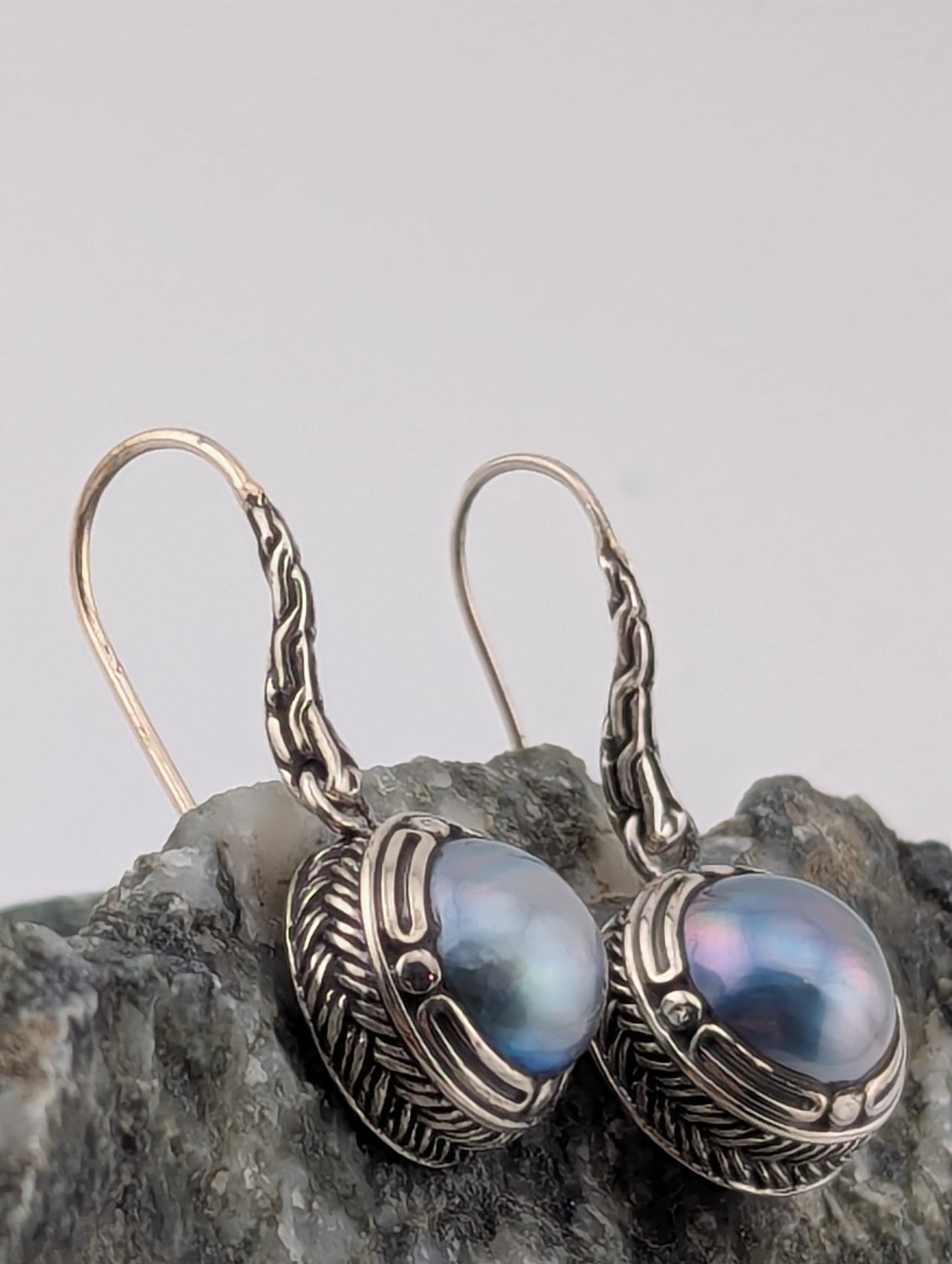 Grey Mabe Pearl Earrings
