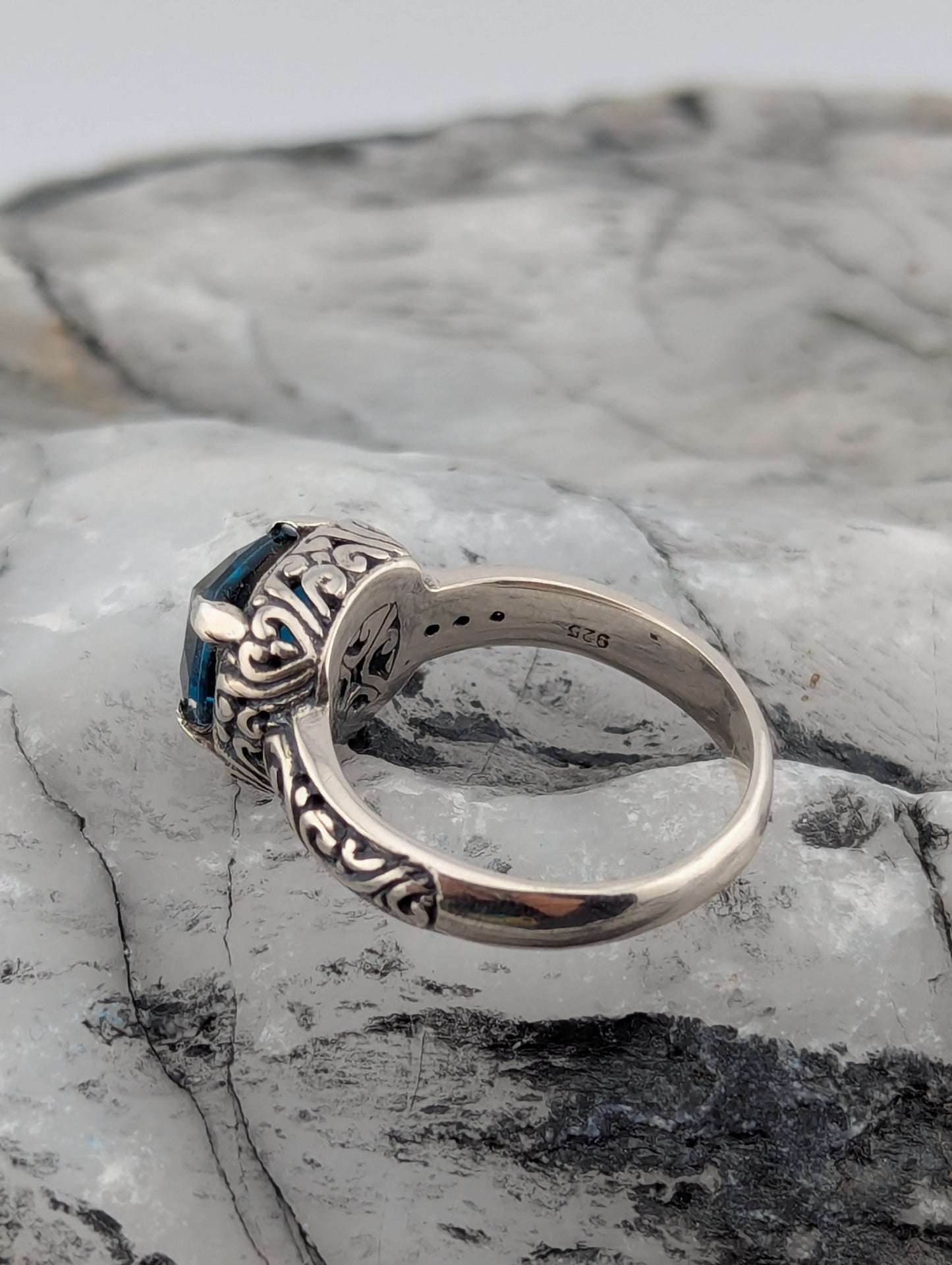 Square cut London Blue Topaz Ring