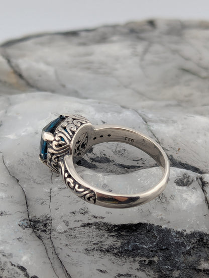 Square cut London Blue Topaz Ring