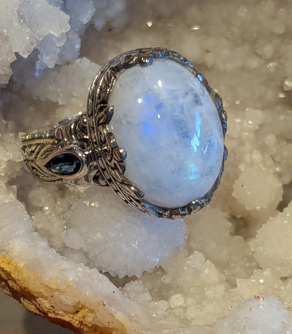 Moonstone and Blue Topaz Ring