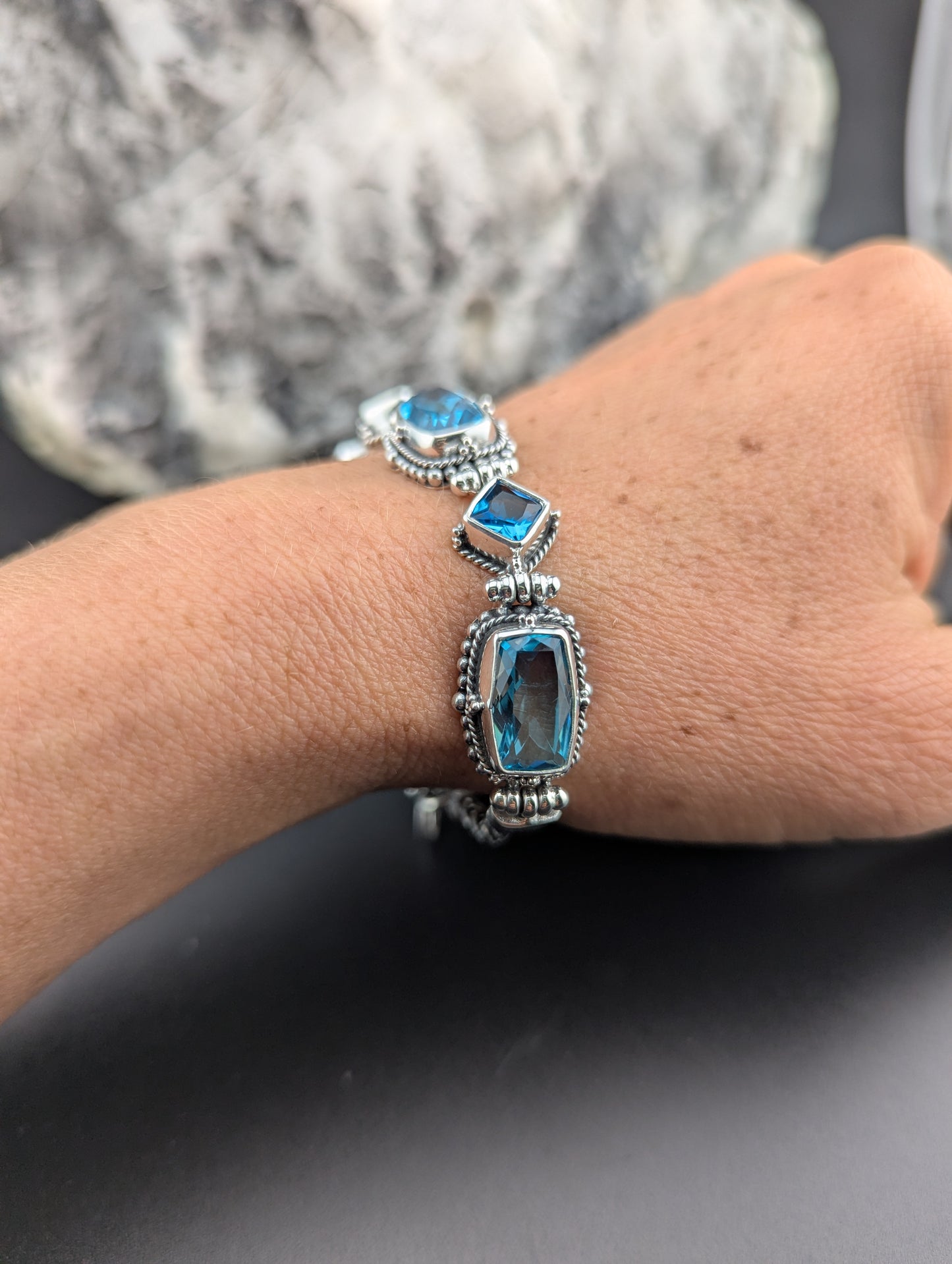 Blue Topaz Sterling Silver Bracelet