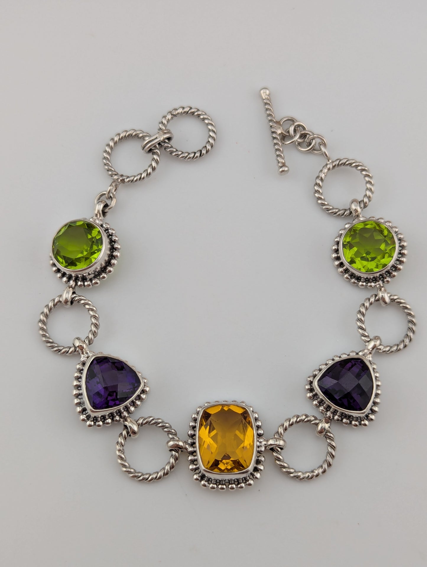 Peridot, Amethyst and Citrine Bracelet