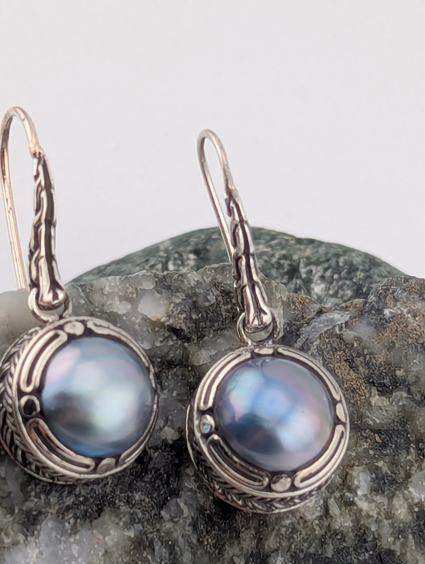 Grey Mabe Pearl Earrings