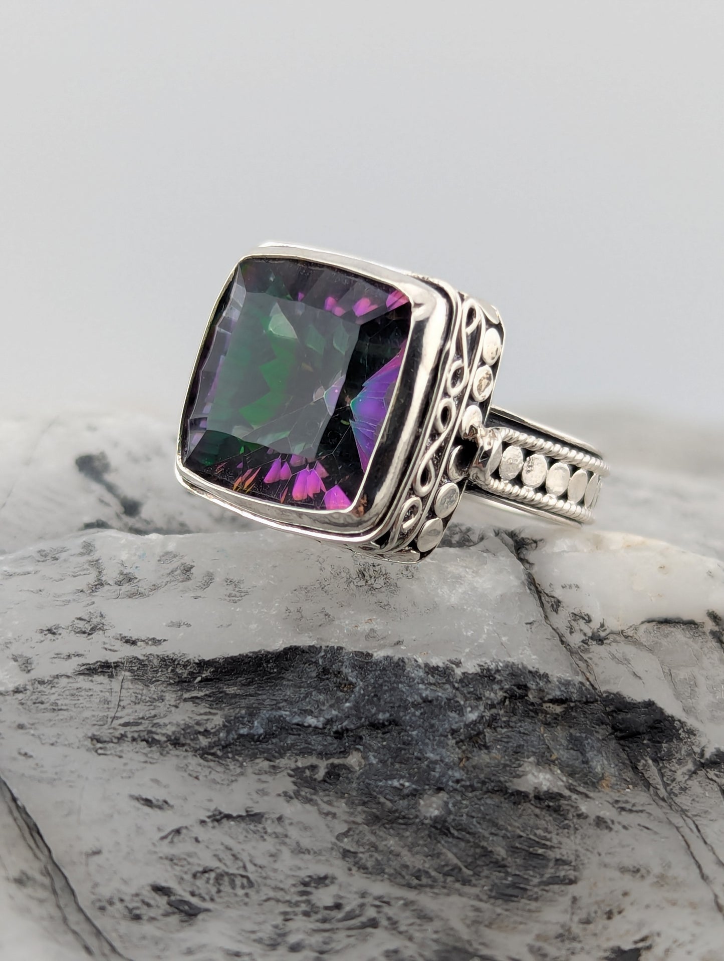 Square Mystic Topaz Ring