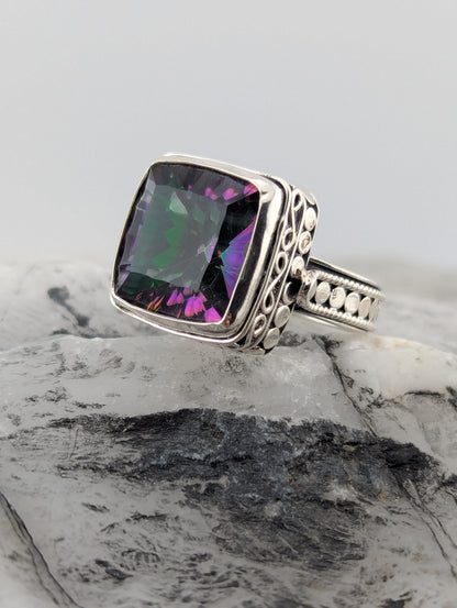 Square Mystic Topaz Ring