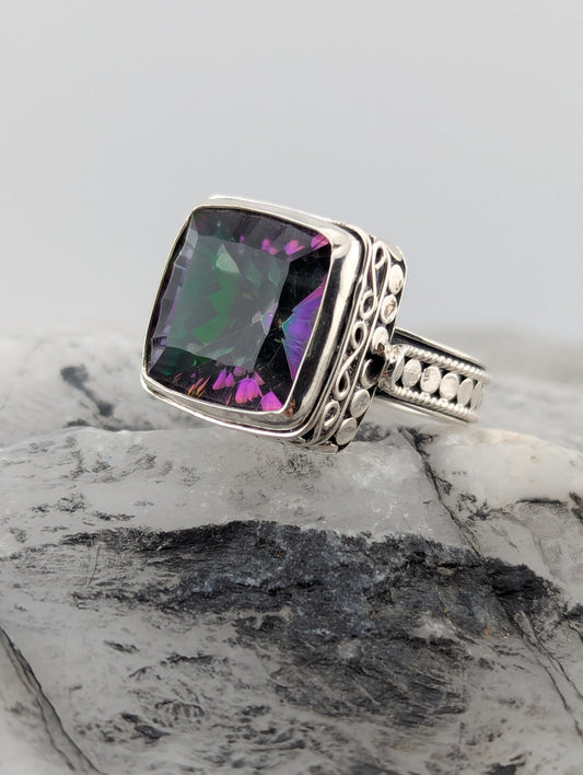 Square Mystic Topaz Ring