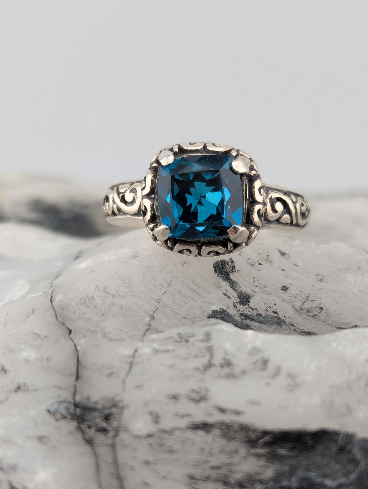 Square cut London Blue Topaz Ring