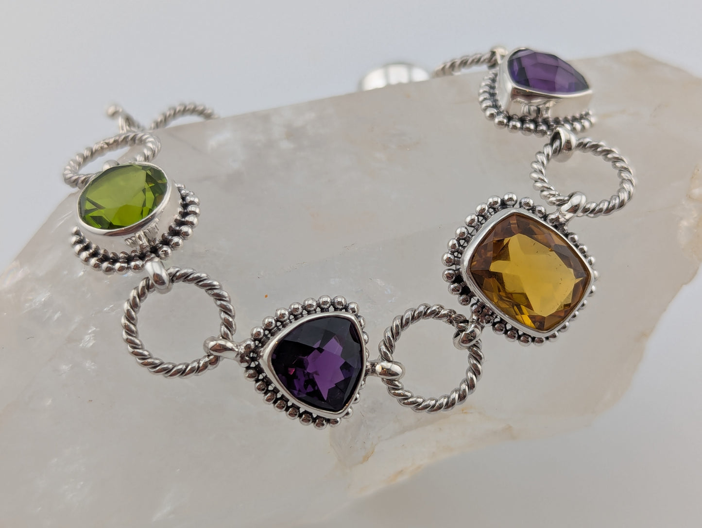 Peridot, Amethyst and Citrine Bracelet