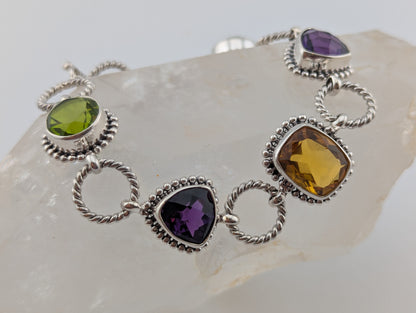 Peridot, Amethyst and Citrine Bracelet