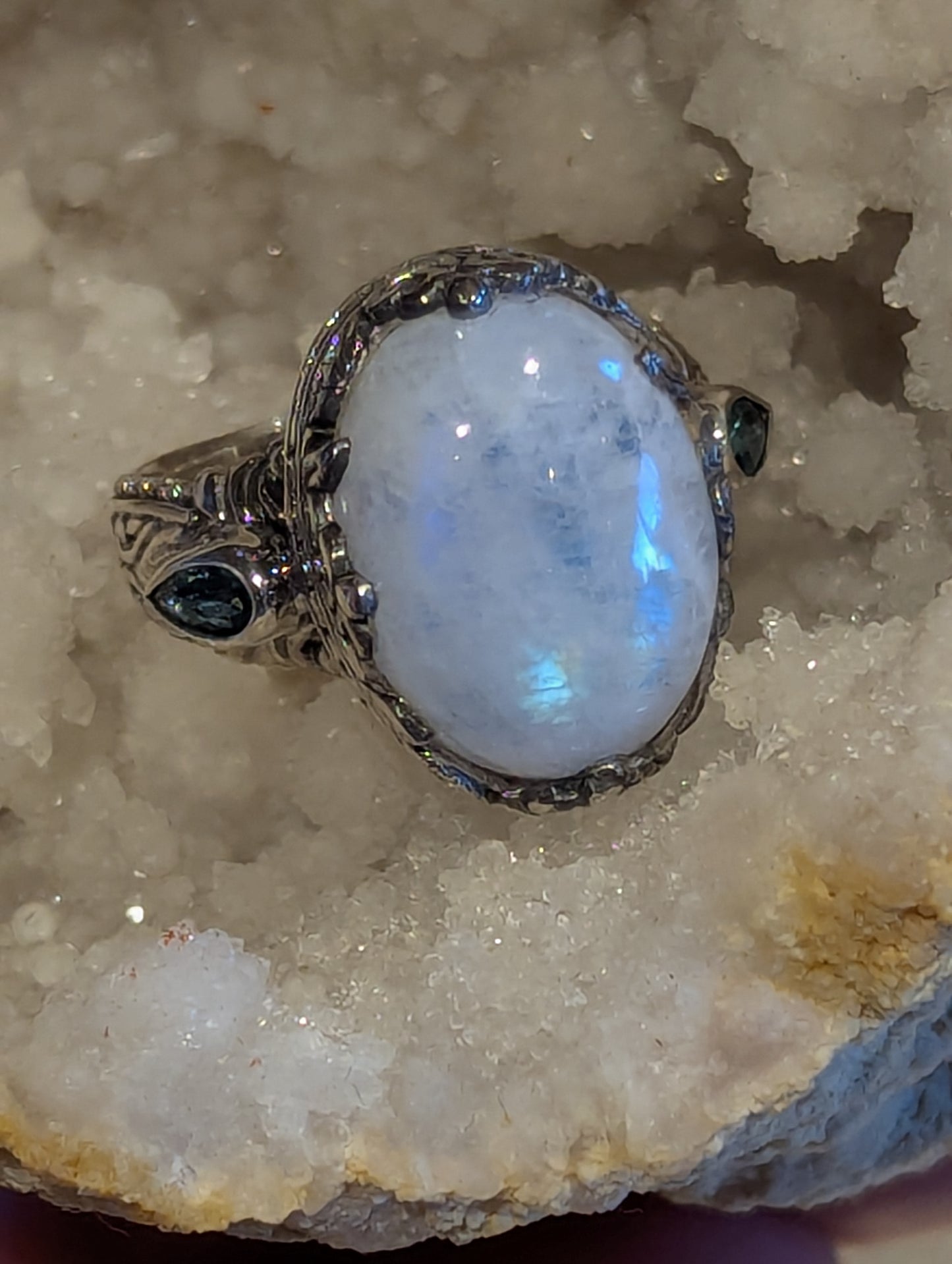 Moonstone and Blue Topaz Ring
